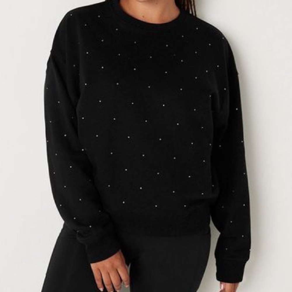 PINK Victoria’s Secret Black Fleece Long Sleeve Sweatshirt Size M